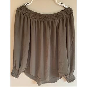 Express Off-Shoulder Chiffon Lantern Sleeve Top